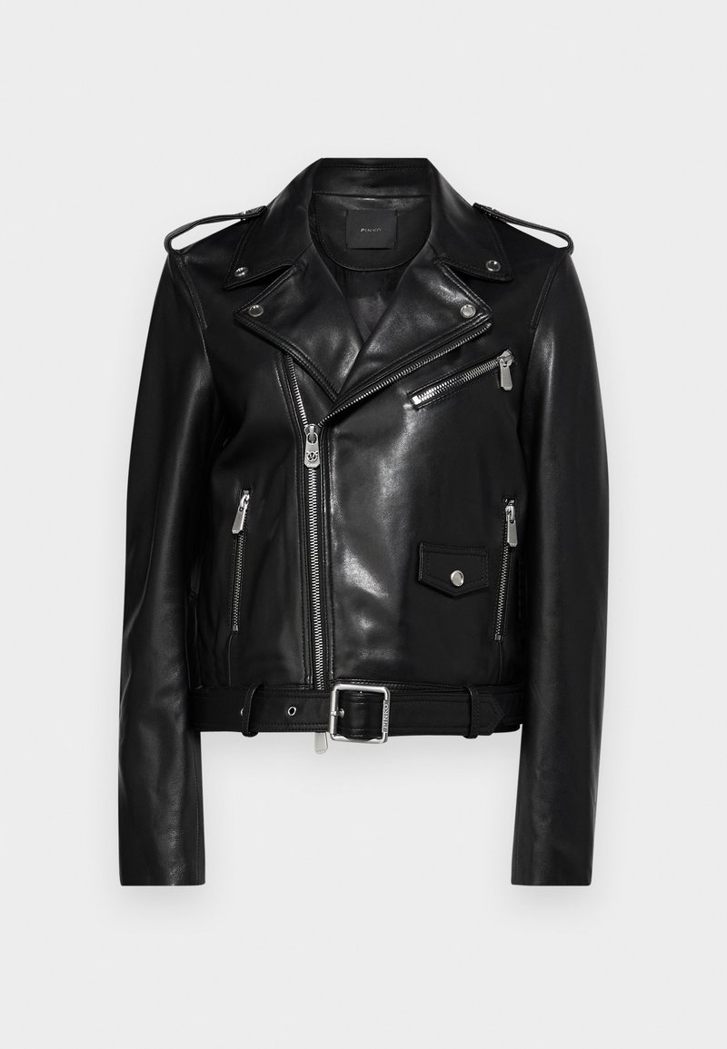 pinko Leren jas zwart