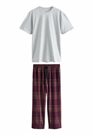 REGULAR FIT  MOTIONFLEX COSY SHORT SLEEVE SET  - Conjunto de pijama - grey burgundy red check