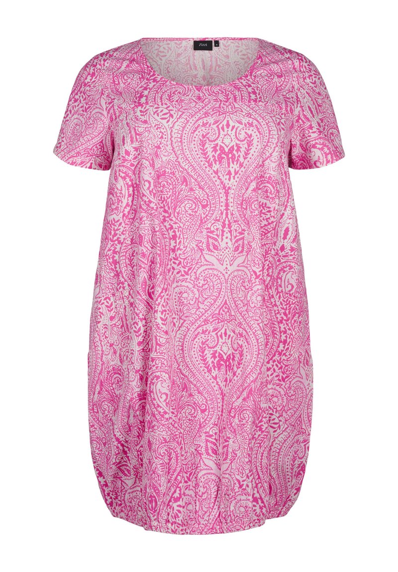 Zizzi KURZARM MIT PRINT - Vapaa-ajan mekko - pink