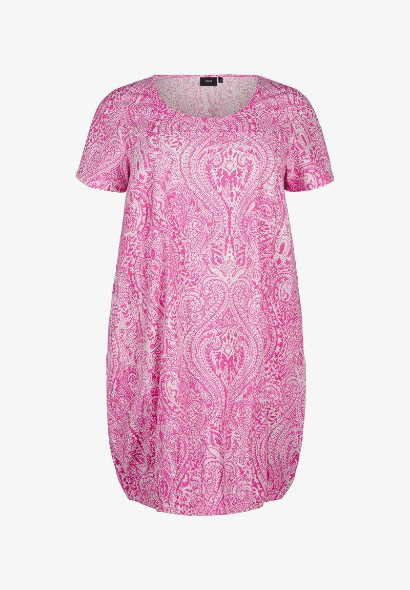 Zizzi KURZARM MIT PRINT - Vapaa-ajan mekko - pink