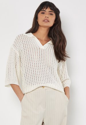 OPEN COLLAR STITCH - Strickpullover - white