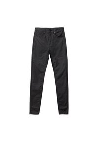 Svarta denimbyxor med slim fit, med fem fickor, dragkedja och minimala sömnadsdetaljer. Slät textur med lätt lyster.