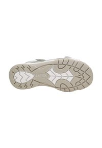 Sole di scarpa sportiva bianca con gomma testurizzata per la trazione, caratterizzata da un motivo ondulato e il nome del marchio "BARTEK" inserito.
