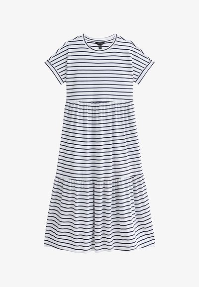 Stripe Tiered Midi Smock - Robe de jour - white pattern