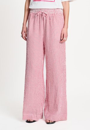 POM Amsterdam, PANTS - SEERSUCKER RED WHITE - Broek - red