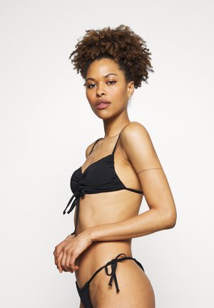 BACKLESS ROUCHED GATHERED BRAZILIAN SET - Bikini - black
