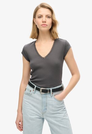 Superdry & Co, ATHLETIC ESSENTIALS V-NECK - T-shirt basic - dark slate grey