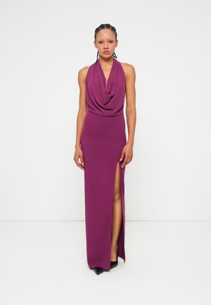 JASMIN COWL NECK HALTER MAXI - Proginė apranga - plum