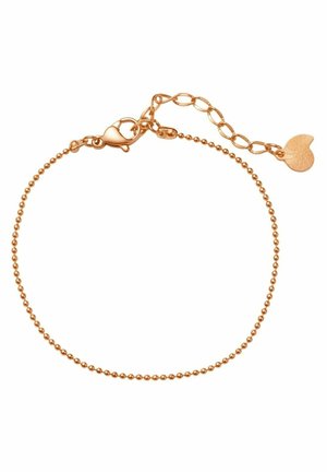 Armband aus roségold mit einem beaded Kettendesign. Mit einem Karabinerverschluss und einem herzförmigen Anhänger mit strukturierter Oberfläche.