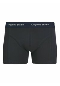 Zwarte boxer shorts met een aansluitend ontwerp, gemaakt van zachte stof. Voorzien van een marineblauwe tailleband met het logo "Originals Studio".