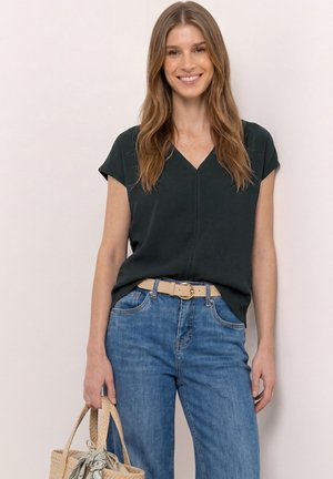 Street One, T-SHIRT MIT STRUKTURMIX UND TAPE - Blouse - deep bound green