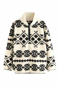 Next OUTDOOR BORG QUARTER ZIP - Fleece jumper - black white aztec print ...