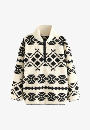 OUTDOOR BORG QUARTER ZIP - Polárpulóver - black white aztec print
