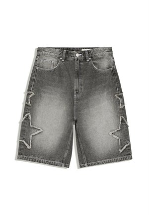 Bershka, PATCH BAGGY - Short en jean - grey
