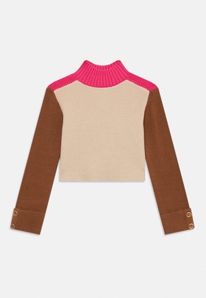 KNITTED SWEATER - Maglione - biscuit/camel/candy rose