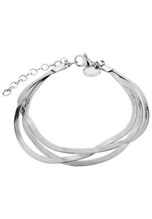 Silbernes mehrsträngiges Kettenarmband mit Karabinerverschluss und verstellbaren Kettengliedern zur Größenanpassung.
