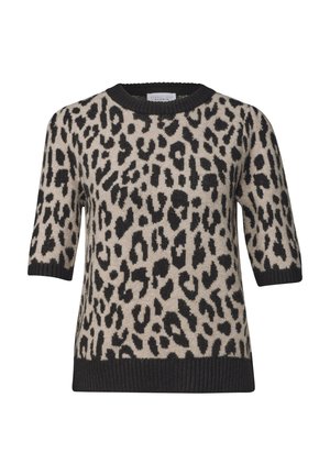 Street One Studio, KURZARM PULLOVER MIT RUNDHALS UND LEO-MUSTER - T-shirt imprimé - black