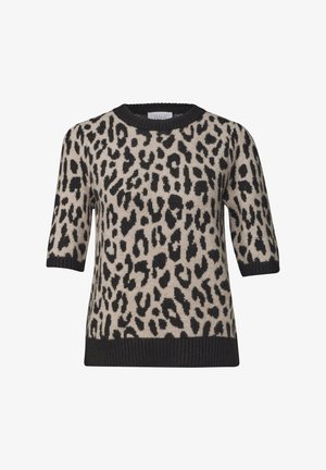 Street One Studio, KURZARM PULLOVER MIT RUNDHALS UND LEO-MUSTER - T-shirt imprimé - black