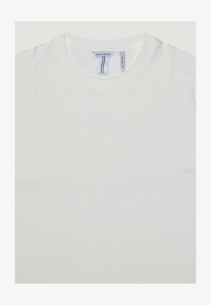 Wit T-shirt met ronde hals en subtiel geperst "Morato" logo op de borst en een merkembleem binnenin de kraag.