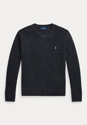 WAFFLE-KNIT WOOL-COTTON SWEATER - Πουλόβερ - mottled dark grey