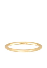 Gouden ring, gladde oppervlakte, cirkelvormig, met een dikte en een merk van "585" gegraveerd aan de binnenkant.