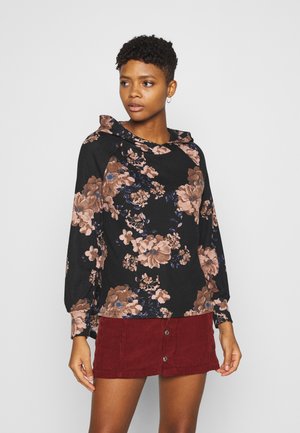 ONLELCOS EMMA HOOD - Mikina s kapucí - black/flower