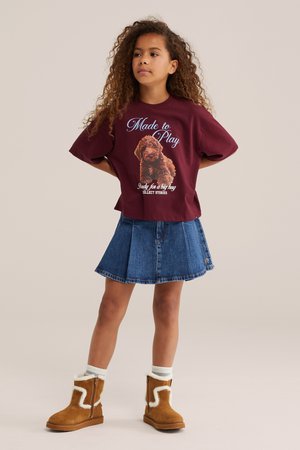 WE Fashion, T-shirt print - burgundy red