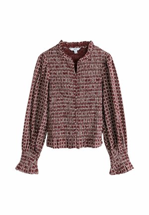 Next, SMOCKED BUTTON FRONT LONG SLEEVE BLOUSE - Hemdbluse - burgundy ditsy floral print