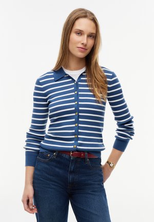 Tommy Hilfiger, POLO COLLAR CARDIGAN - Жилетка - breton stp aegean sea ecru