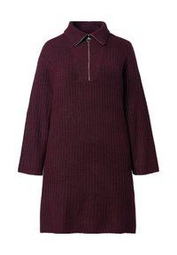 Ulla Popken TROYER COLLAR - Strikkjoler - dark claret