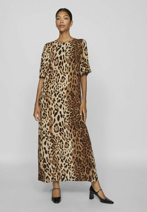 VILA KURZÄRMELIGES LEOPRINT - Vestido largo - black