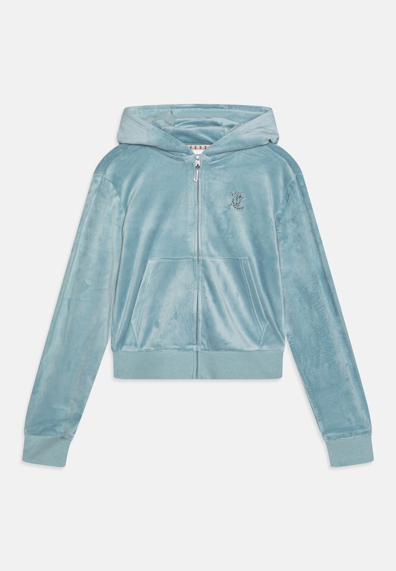 Juicy Couture DIAMANTE ZIP THROUGH HOODIE - Športna jopa s kapuco na zadrgo - stone blue