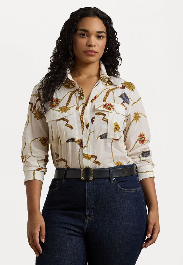 CLASSIC FIT PRINT COTTON VOILE SHIRT - Button-down blouse - cream multi4