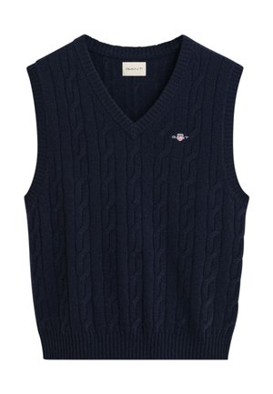 LAMBSWOOL CABLE VEST - Weste - evening blue