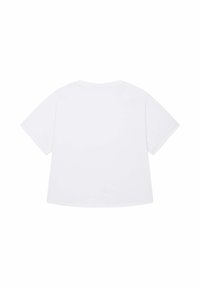 T-shirt bianco a maniche corte con scollo rotondo, caratterizzato da una vestibilità comoda e una texture liscia. Senza motivi o dettagli visibili.