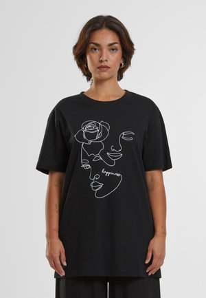 ONE LINE ROSE - Print T-shirt - black
