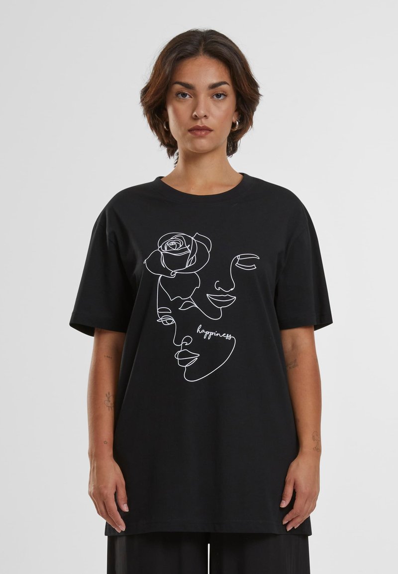 Mister Tee ONE LINE ROSE - Apdrukāts T-krekls - black