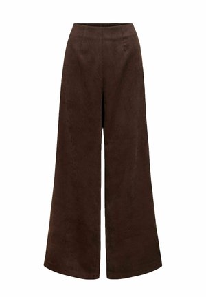 VILA, HIGH WAISTED TROUSERS VICOURDIE CORDUROY - Pantalon classique - coffee bean