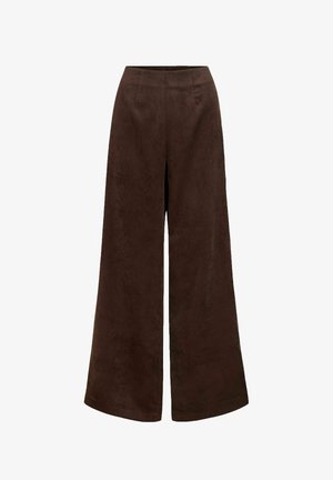 VILA, HIGH WAISTED TROUSERS VICOURDIE CORDUROY - Pantalon classique - coffee bean