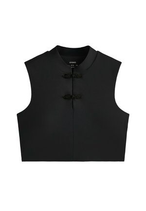 OYSHO, COMFORTLUX MANDARIN COLLAR TANK TOP - Blouse - black