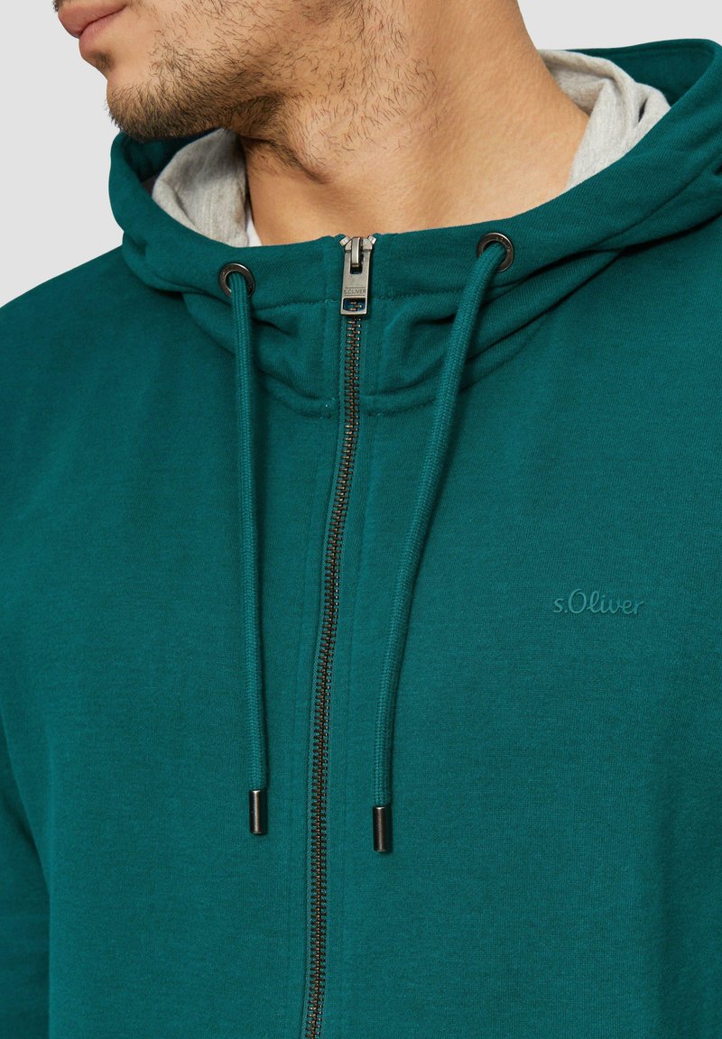 MIT KAPUZE UND LOGO Sweatjacke petrol Zalando