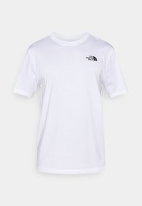 Λευκό βαμβακερό T-shirt με κοντά μανίκια και στρογγυλή λαιμόκοψη. Στο αριστερό μέρος του στήθους υπάρχει μαύρο λογότυπο. Απλό, μονόχρωμο σχέδιο.