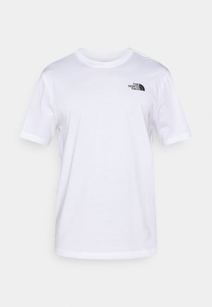 Λευκό βαμβακερό T-shirt με κοντά μανίκια και στρογγυλή λαιμόκοψη. Στο αριστερό μέρος του στήθους υπάρχει μαύρο λογότυπο. Απλό, μονόχρωμο σχέδιο.