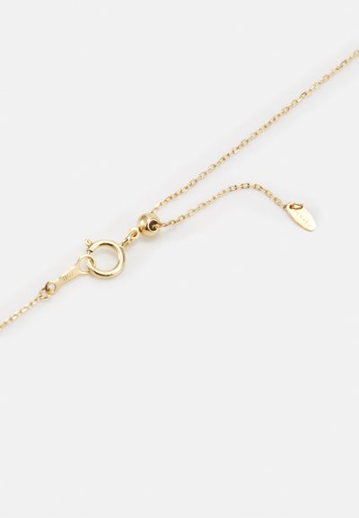 Zlate barve verižica s kavljičem in majhno ovalno oznako. Ima fine povezave in poliran zaključek. Idealna za plastično nošenje.