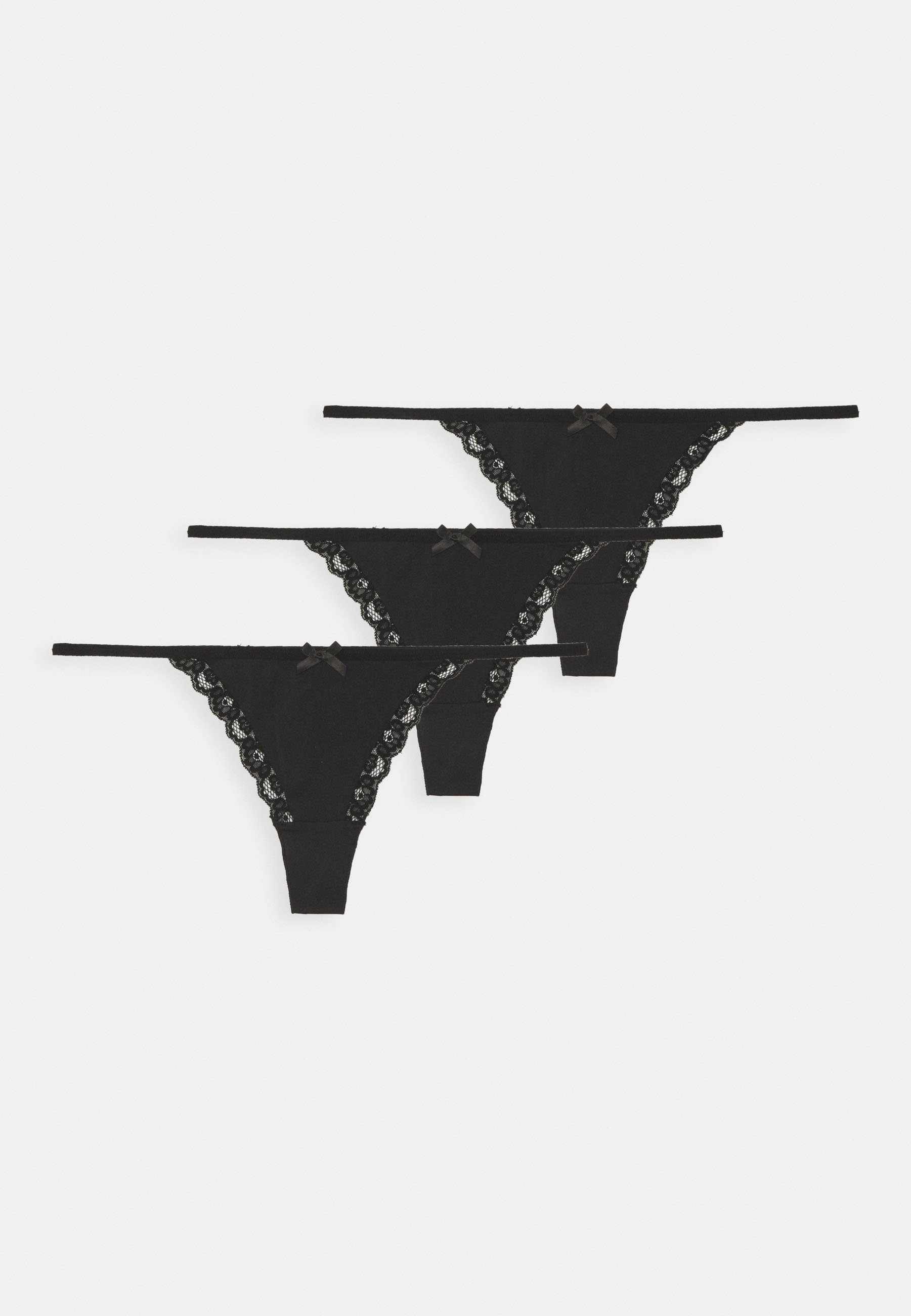 Nly by Nelly ADORE ME THONG 3-PACK - Tanga - black/negro - Zalando.es