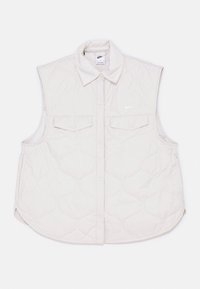 Κουβερτοφόρος αμάνικο γιλέκο σε ανοιχτό μπεζ με κουμπιά μπροστά, δύο τσέπες στο στήθος και λογότυπο της Nike στη αριστερή πλευρά. Απαλή υφή.