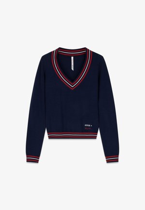 Guess, PULLOVER MIT V-AUSSCHNITT - Pullover - blau