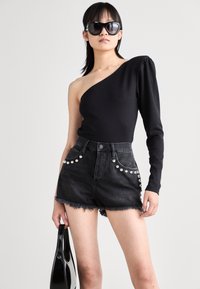 AllSaints HEIDI STUD - Denim shorts - washed black