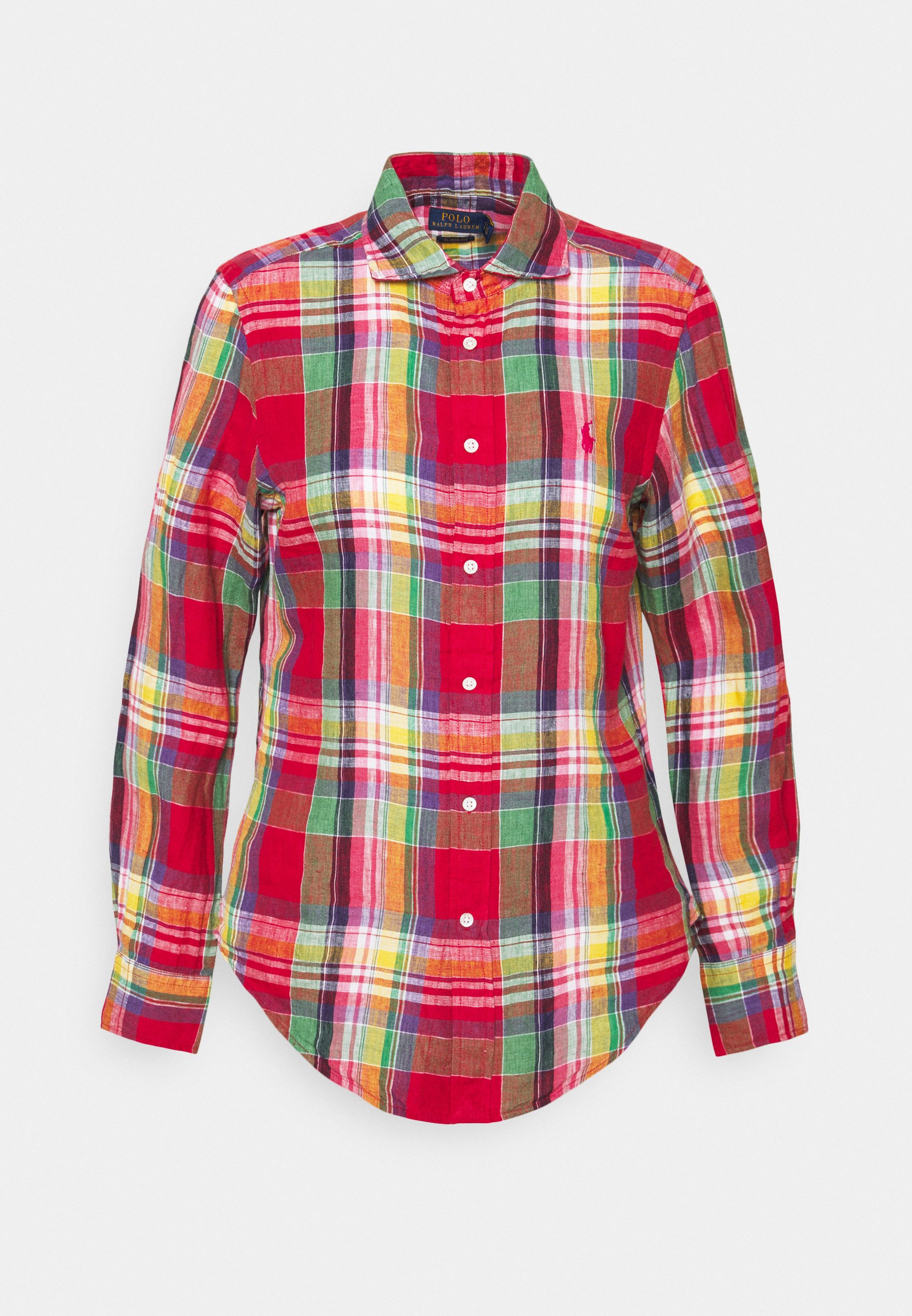 red plaid polo button down