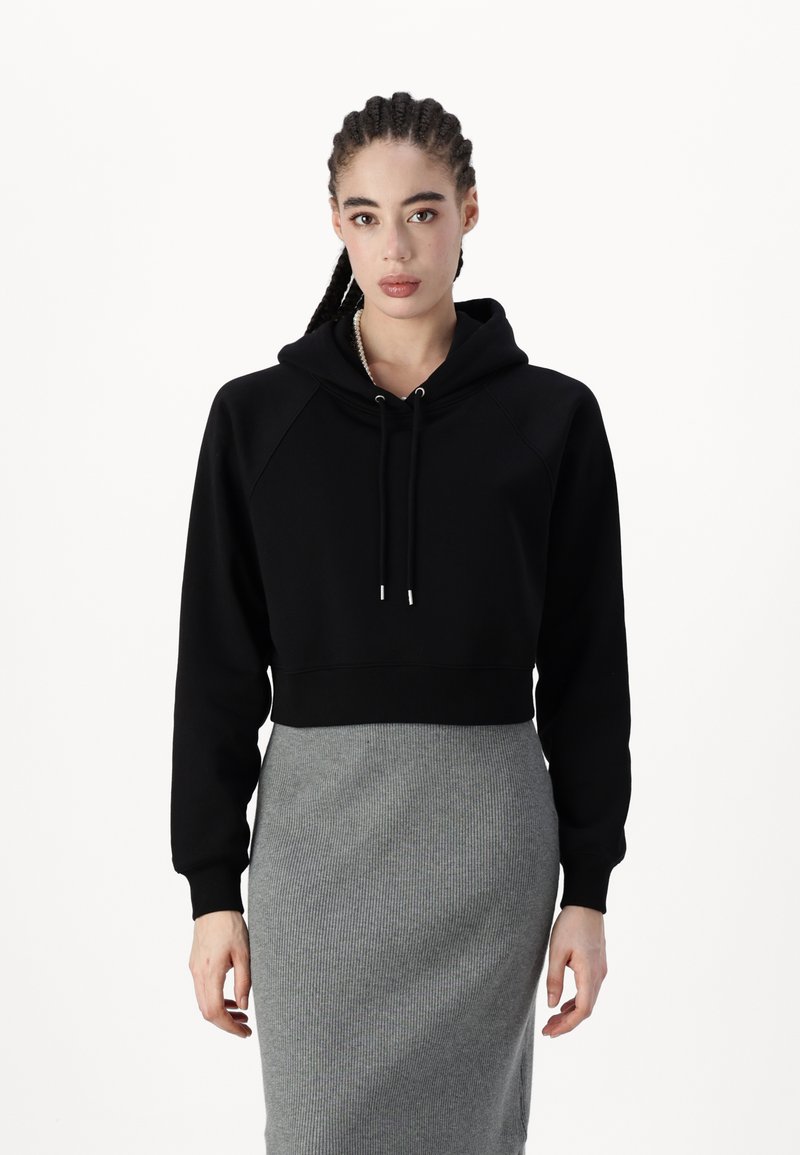 GAP ULTRA CROP HOODIE - Bluză de molton - true black